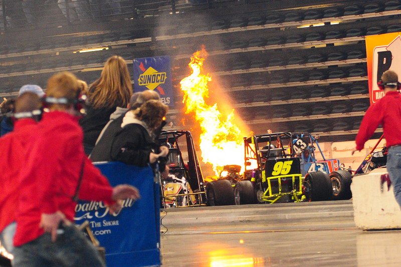 Mike Tidaback had this scary crash on the backstretch.