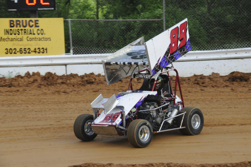 Jack Conover turned fast time, won his heat race, and took the 600cc feature win.