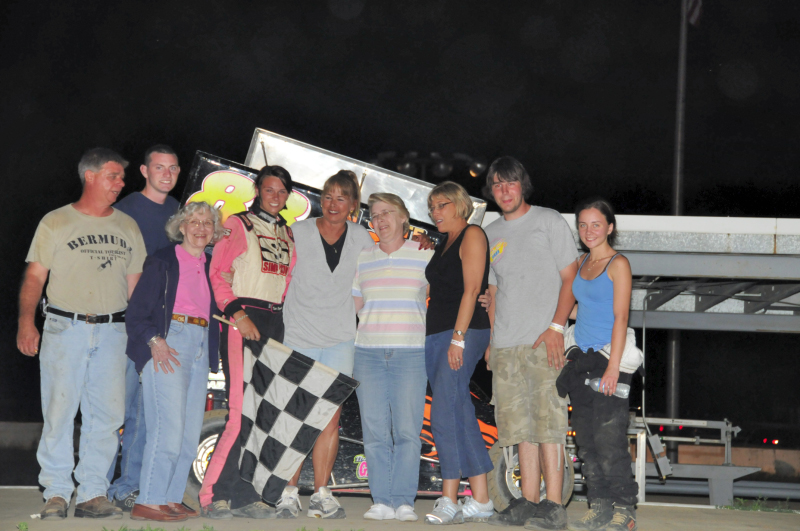 Katie Fitzsimmons celebrates her first micro sprint win.  Congratulations Katie!