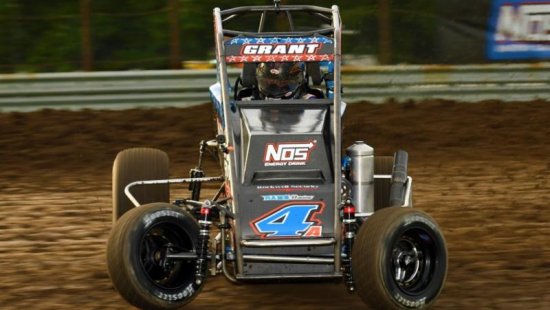<strong> Justin Grant won his first career 'Indiana Midget Week' feature Wednesday night at Gas City I-69 Speedway. (David Nearpass Photo) </strong>