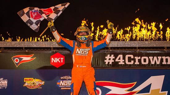 <strong>Saturday night's USAC NOS Energy Drink National Midget 4-Crown Nationals Midget feature winner Tyler Courtney.<br />
(Dallas Breeze Photo)<br />
</strong>
