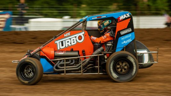 <strong>Tyler Courtney became the first multi-time winner of the Midwest Midget Championship Saturday night at Jefferson Co. Speedway in Fairbury, Nebraska. (Rich Forman Photo)</strong>