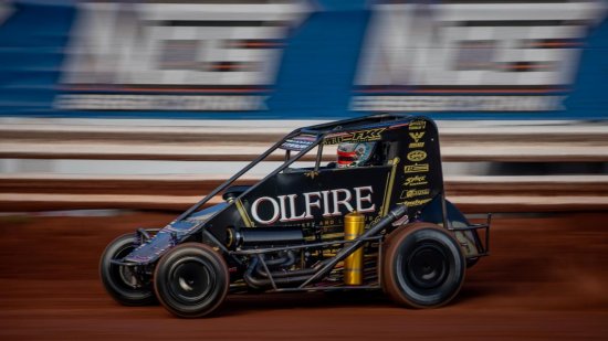 <strong>Thorson wasn't to be denied on this night, ridding himself of the recent plague of unfavorable fortune to win by 0.598 of a second for the 17th victory of his USAC NOS Energy Drink National Midget career, tying him with Jay Drake and J.J. Yeley for 38th all-time.<br />
(Rich Forman Photos)</strong>