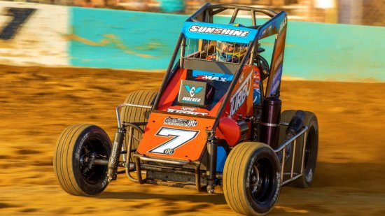 <strong>Tyler Courtney, (Indianapolis, Ind.), earned his 18th career USAC NOS Energy Drink National Midget win, which moved him past Jay Drake, Tanner Thorson & J.J. Yeley on the all-time series win list & into a tie for 37th with Dave Steele.<br />
(DB3, Inc. Photo)</strong>