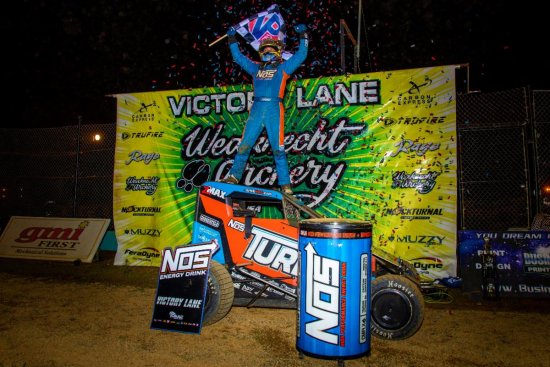 <strong>Tyler Courtney won the 2020 Eastern Midget Week finale on Saturday night at Lanco's Clyde Martin Memorial Speedway. (DB3, Inc. Photo) </strong>